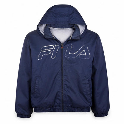 Fila Men's Blue Hooded Windbreaker Jacket Size L Lightweight Sports