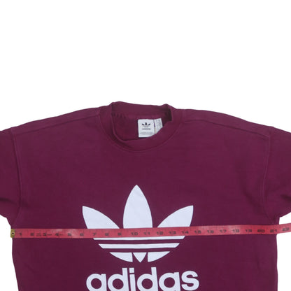 Adidas Womens Burgundy Crew Neck Sweatshirt UK 6 Logo Pullover