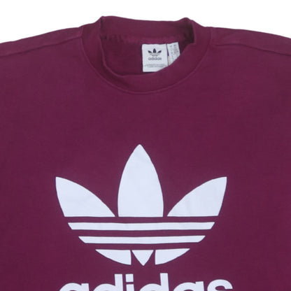 Adidas Womens Burgundy Crew Neck Sweatshirt UK 6 Logo Pullover