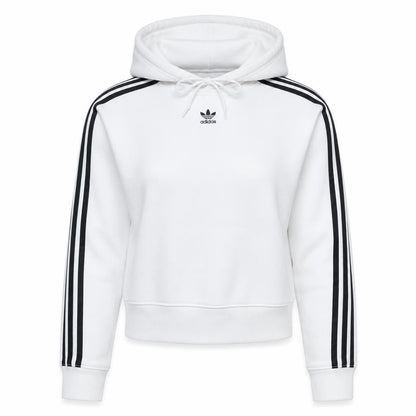 Adidas Women White Cropped Hoodie Size S Hooded Pullover