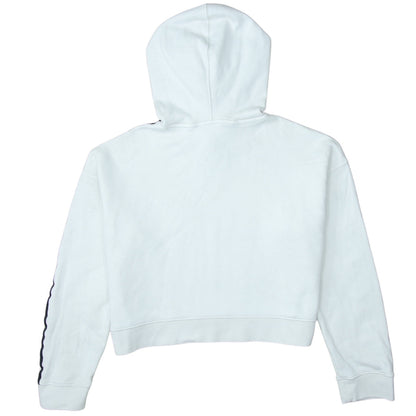 Adidas Women White Cropped Hoodie Size S Hooded Pullover
