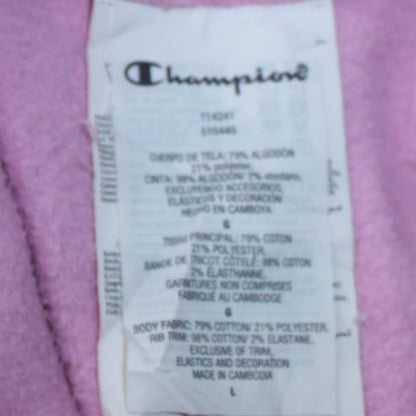 Champion Women Pink Large Pullover Hoodie Cotton Blend Casual