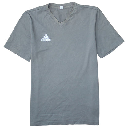 Adidas Men's Grey V-Neck Short Sleeve Cotton T-Shirt Size S
