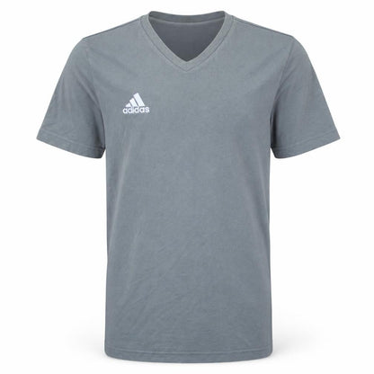 Adidas Men's Grey V-Neck Short Sleeve Cotton T-Shirt Size S