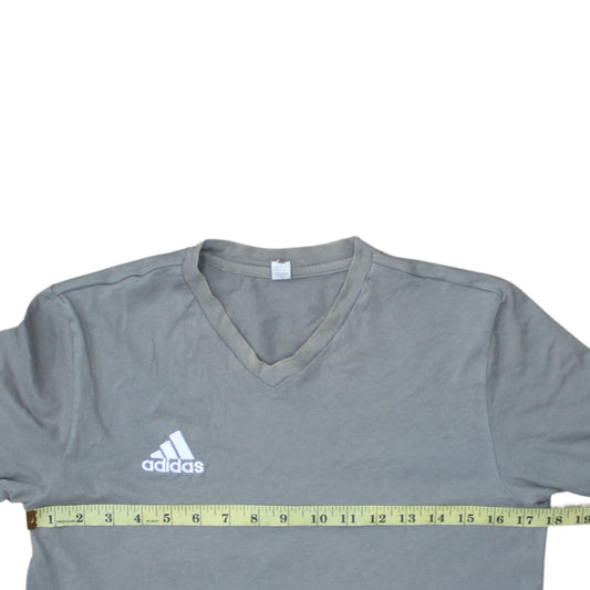 Adidas Men's Grey V-Neck Short Sleeve Cotton T-Shirt Size S
