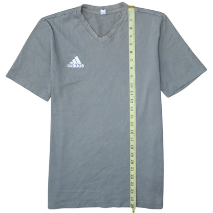 Adidas Men's Grey V-Neck Short Sleeve Cotton T-Shirt Size S