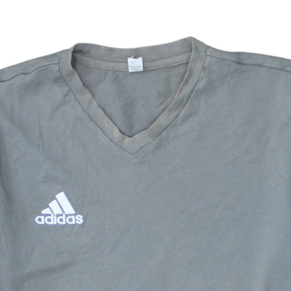 Adidas Men's Grey V-Neck Short Sleeve Cotton T-Shirt Size S