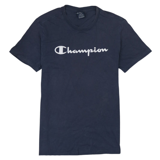 Champion Men's Navy Blue Crew Neck Short Sleeve Logo T-Shirt Size L