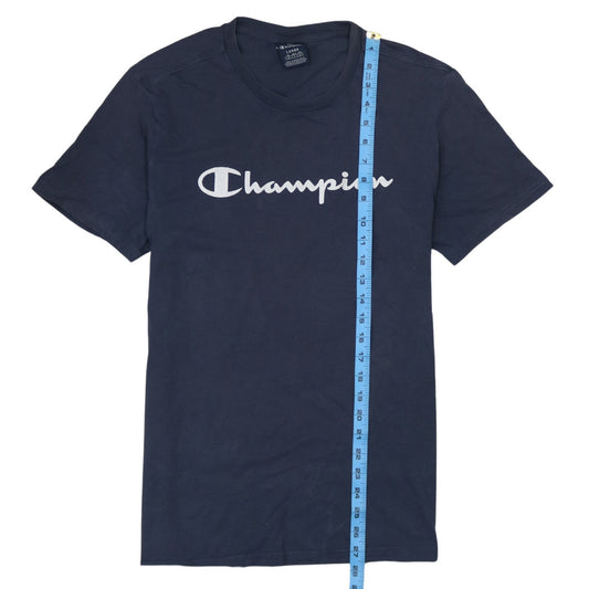 Champion Men's Navy Blue Crew Neck Short Sleeve Logo T-Shirt Size L