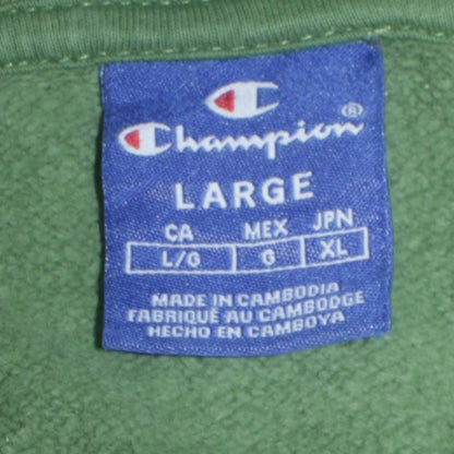 Champion Women’s Green Pullover Hoodie Size L Cotton Logo Sweatshirt
