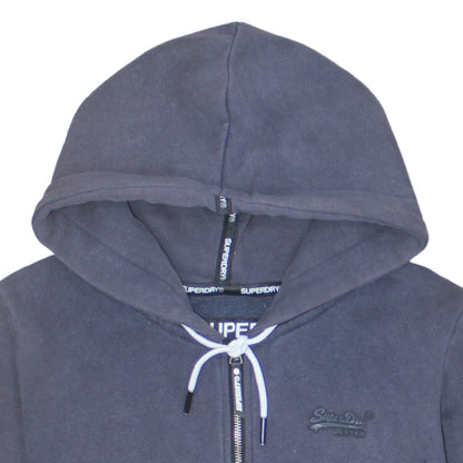 Superdry Womens Blue Full Zip Hoodie UK 12 Cotton Blend Casual