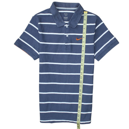 Nike Men's Blue Striped Cotton Polo Shirt Size M Classic Fit