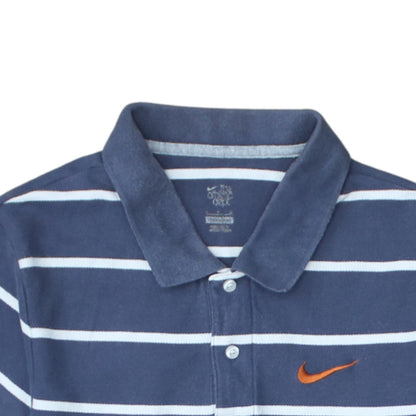 Nike Men's Blue Striped Cotton Polo Shirt Size M Classic Fit