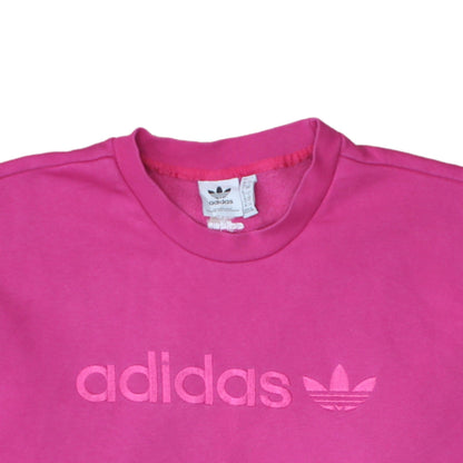 Adidas Women Pink Crew Neck Pullover Sweatshirt Size 12 Logo Casual