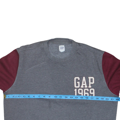 GAP Men's Grey Maroon Logo 1969 Crew Neck Sweatshirt Size M