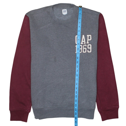 GAP Men's Grey Maroon Logo 1969 Crew Neck Sweatshirt Size M