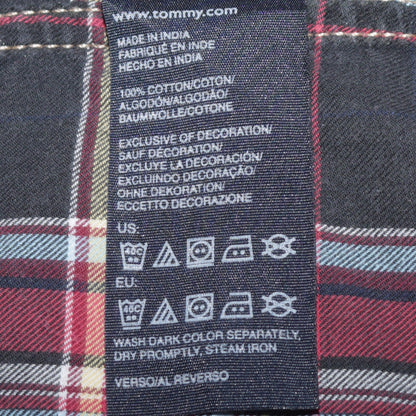 Tommy Hilfiger Men's Red Plaid Long Sleeve Cotton Button-Up Shirt Size L