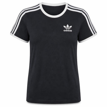 Adidas Women's Black Ringer Short Sleeve Cotton T-Shirt Size 8