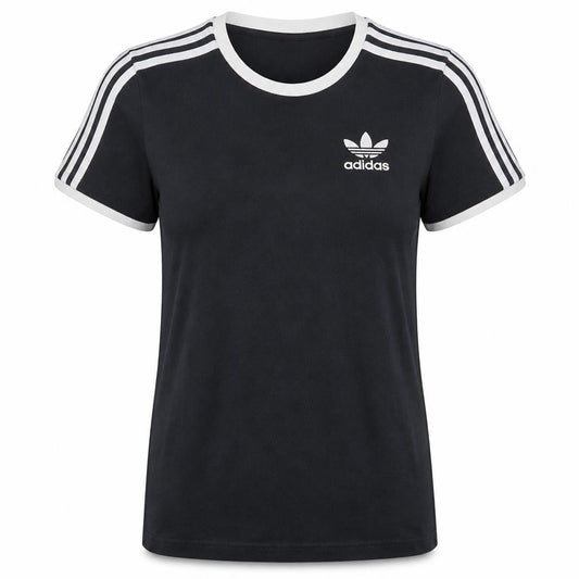 Adidas Women's Black Ringer Short Sleeve Cotton T-Shirt Size 8