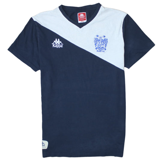 Kappa Men’s Blue Bury FC Colourblock V-Neck Sports T-Shirt Size L