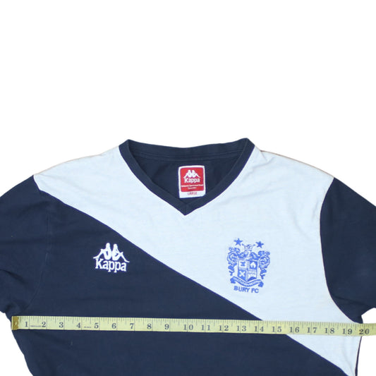 Kappa Men’s Blue Bury FC Colourblock V-Neck Sports T-Shirt Size L