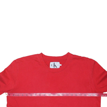 Calvin Klein Jeans Women's Red Cotton Crew Neck Sweatshirt Size L