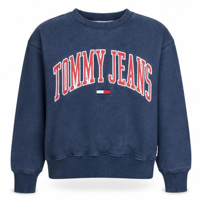 Tommy Jeans Women's Navy Blue XS Pullover Sweatshirt Logo Crew Neck