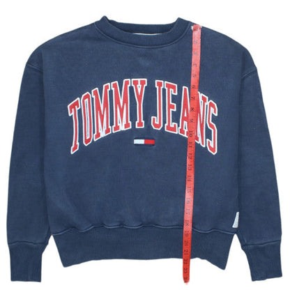 Tommy Jeans Women's Navy Blue XS Pullover Sweatshirt Logo Crew Neck