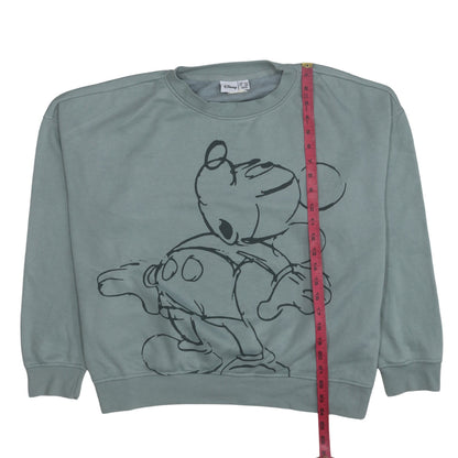 Disney Womens Green Mickey Mouse Pullover Sweatshirt Size L 14/16