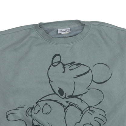 Disney Womens Green Mickey Mouse Pullover Sweatshirt Size L 14/16