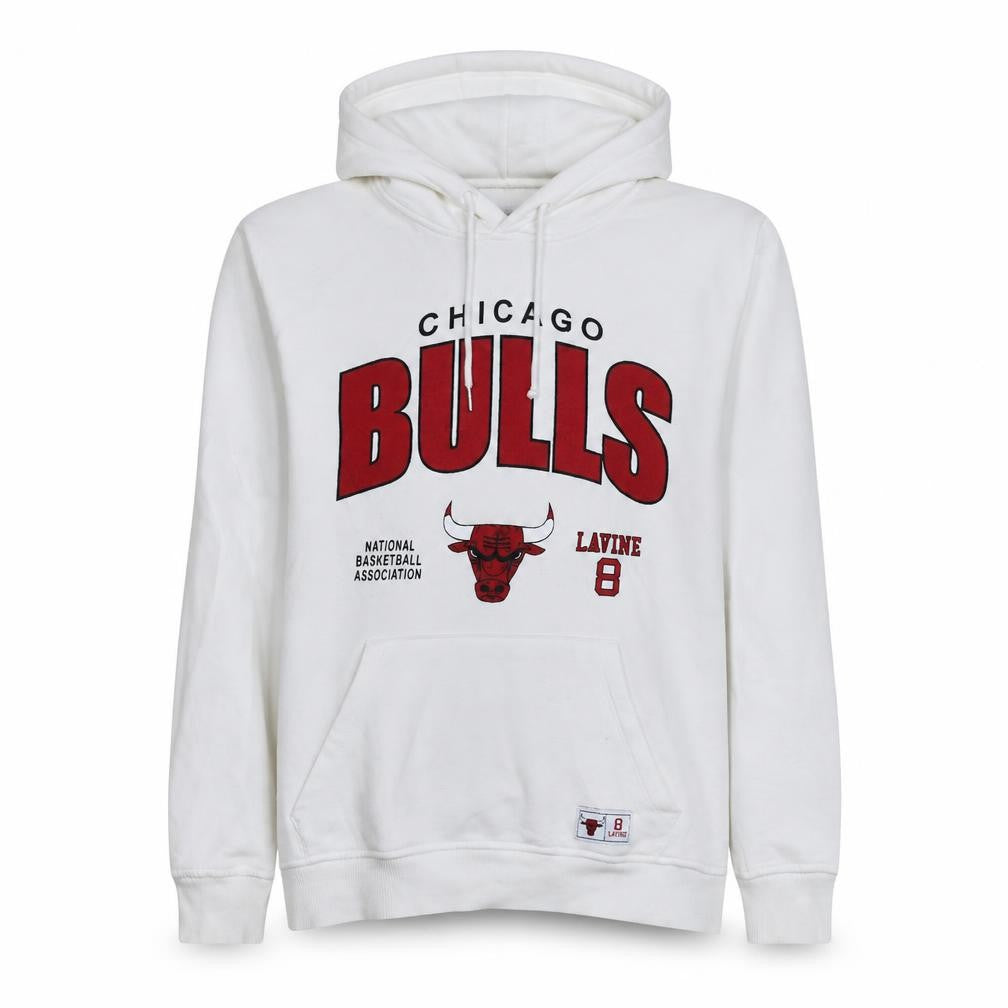 NBA Men’s White Chicago Bulls Hoodie Lavine 8 Logo Size L Pullover