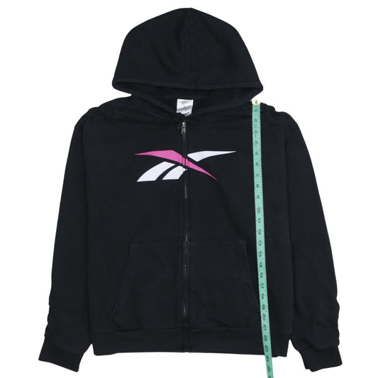 Reebok Womens Black XL Full Zip Hoodie Sweatshirt with Logo