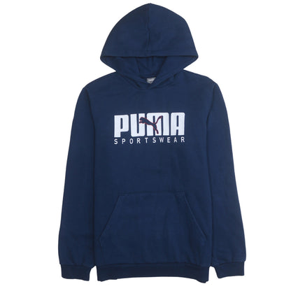 Puma Boys Blue Pullover Hoodie 15-16 Years Logo Fleece Sweatshirt