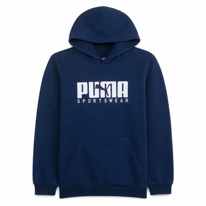 Puma Boys Blue Pullover Hoodie 15-16 Years Logo Fleece Sweatshirt
