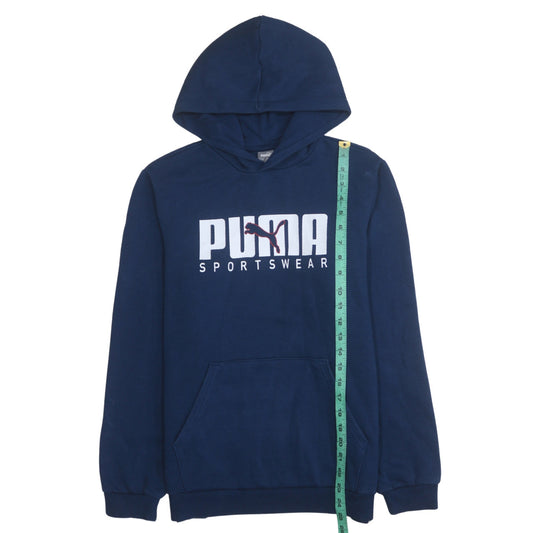 Puma Boys Blue Pullover Hoodie 15-16 Years Logo Fleece Sweatshirt