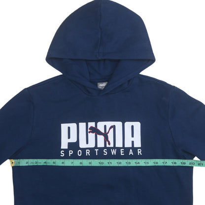 Puma Boys Blue Pullover Hoodie 15-16 Years Logo Fleece Sweatshirt