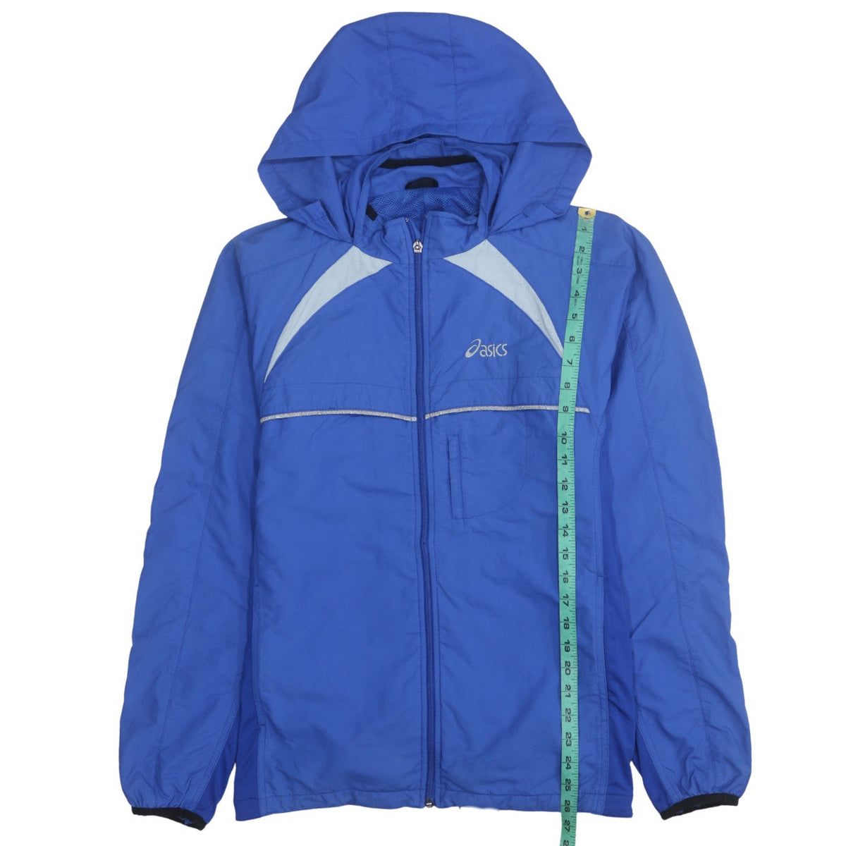 Asics Mens Blue Hooded Windbreaker Jacket Size M