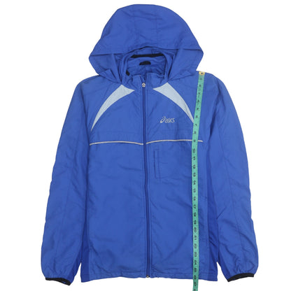 Asics Mens Blue Hooded Windbreaker Jacket Size M