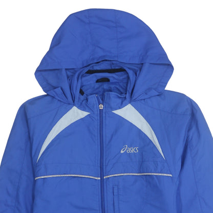 Asics Mens Blue Hooded Windbreaker Jacket Size M