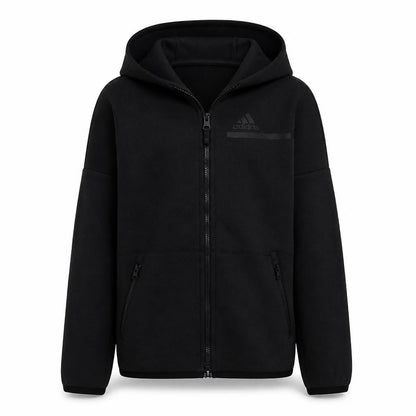 Adidas Boys Black Full Zip Hoodie 13-14 Years Regular Fit Fleece Sweatshirt