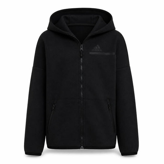Adidas Boys Black Full Zip Hoodie 13-14 Years Regular Fit Fleece Sweatshirt