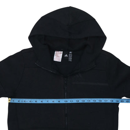 Adidas Boys Black Full Zip Hoodie 13-14 Years Regular Fit Fleece Sweatshirt