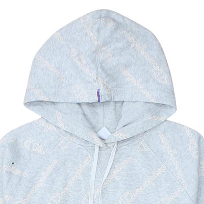 Champion Women Grey XL Pullover Hoodie with Logo Print