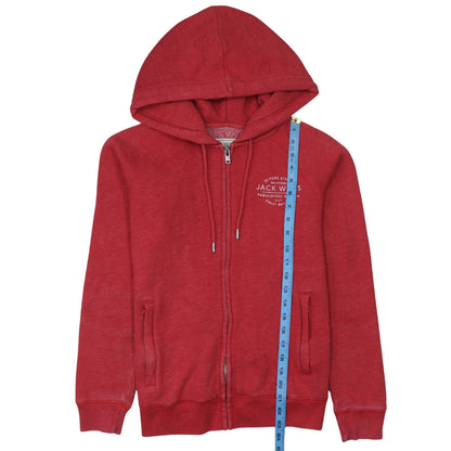 Jack Wills Womens Red Full Zip Hoodie Size 12 Cotton Blend Casual