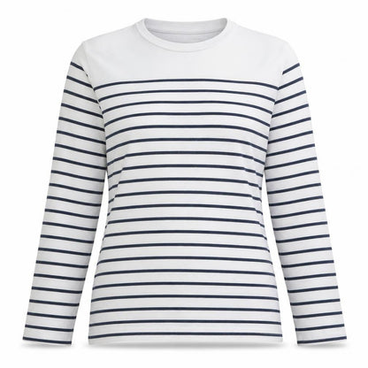 Levi's Women White Blue Striped Long Sleeve Pullover Sweatshirt Size L