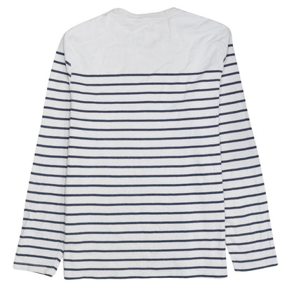 Levi's Women White Blue Striped Long Sleeve Pullover Sweatshirt Size L