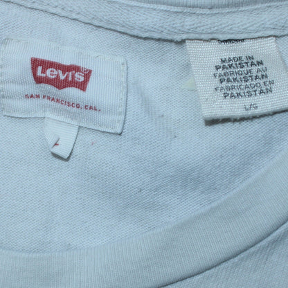 Levi's Women White Blue Striped Long Sleeve Pullover Sweatshirt Size L