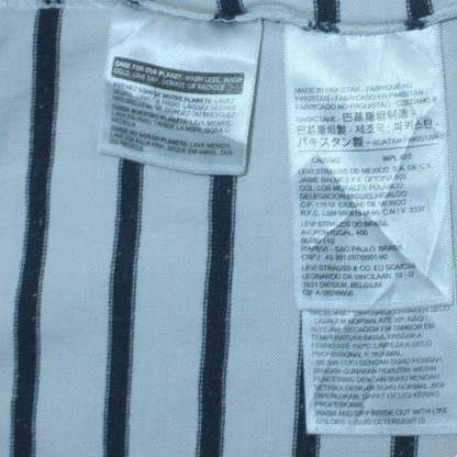 Levi's Women White Blue Striped Long Sleeve Pullover Sweatshirt Size L