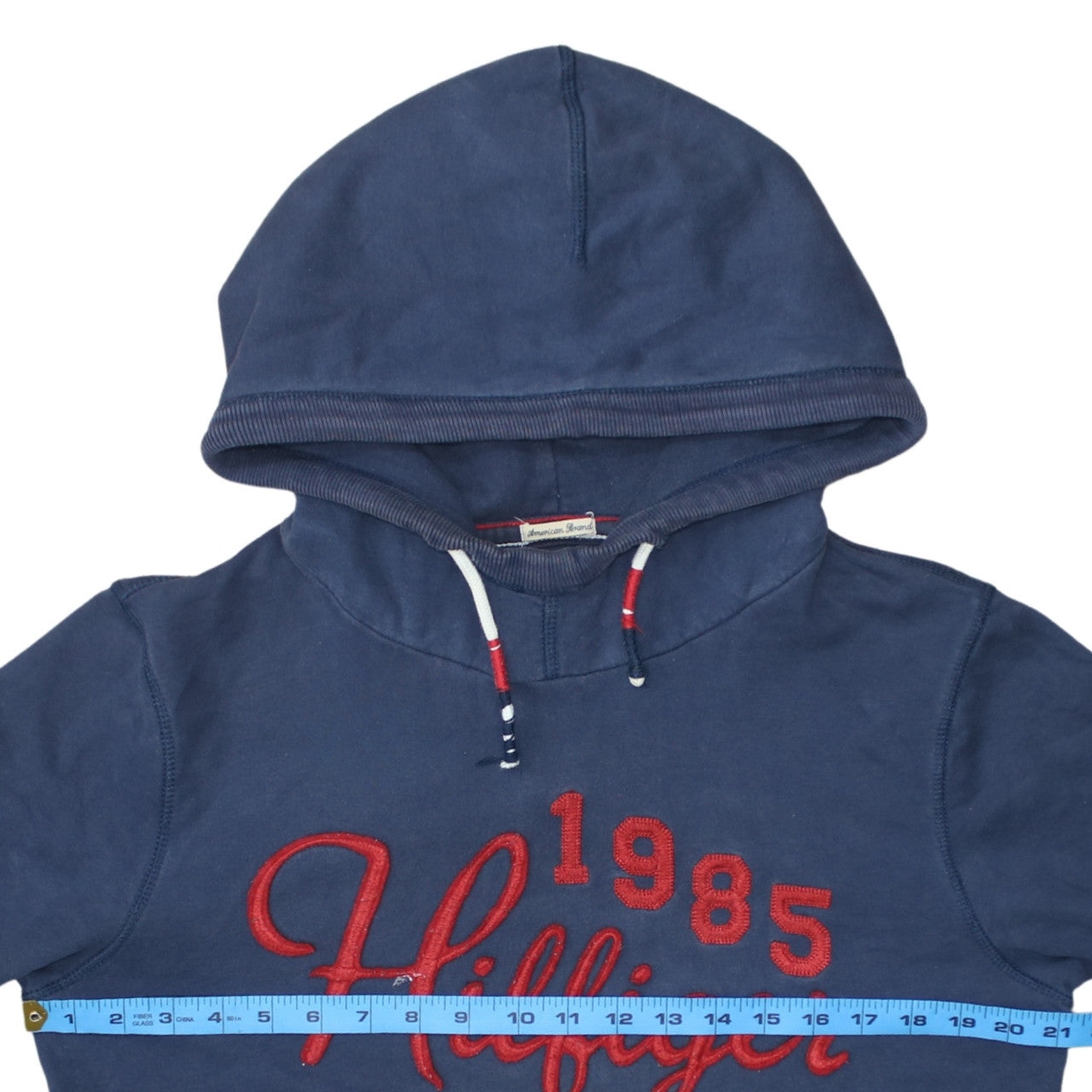 Hilfiger Denim Men's Blue Pullover Hoodie S 1985 Embroidered Logo