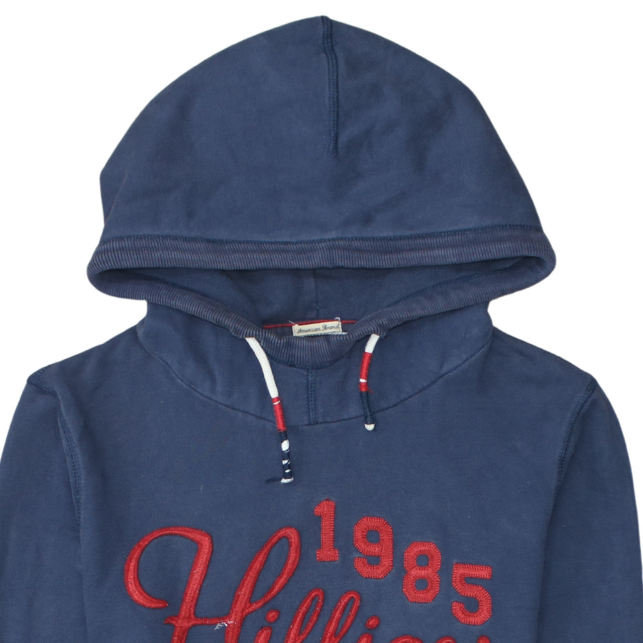 Hilfiger Denim Men's Blue Pullover Hoodie S 1985 Embroidered Logo
